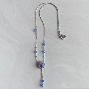 Cute blue and purple flower necklace